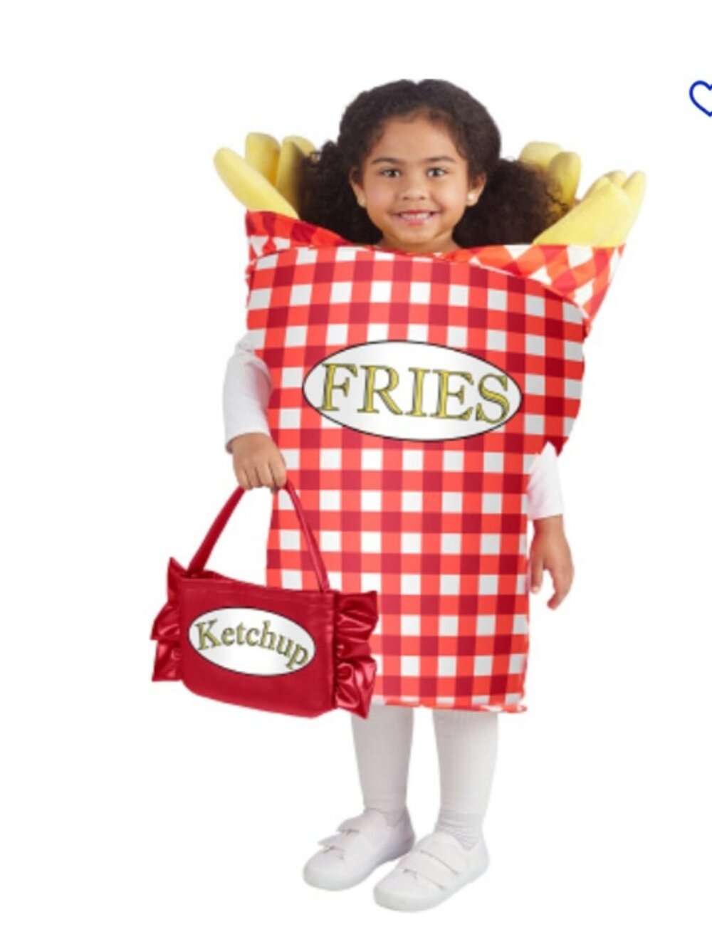 NWT Fun of a Kind Kids Red Checkered 2pc Fries Costume with Bag